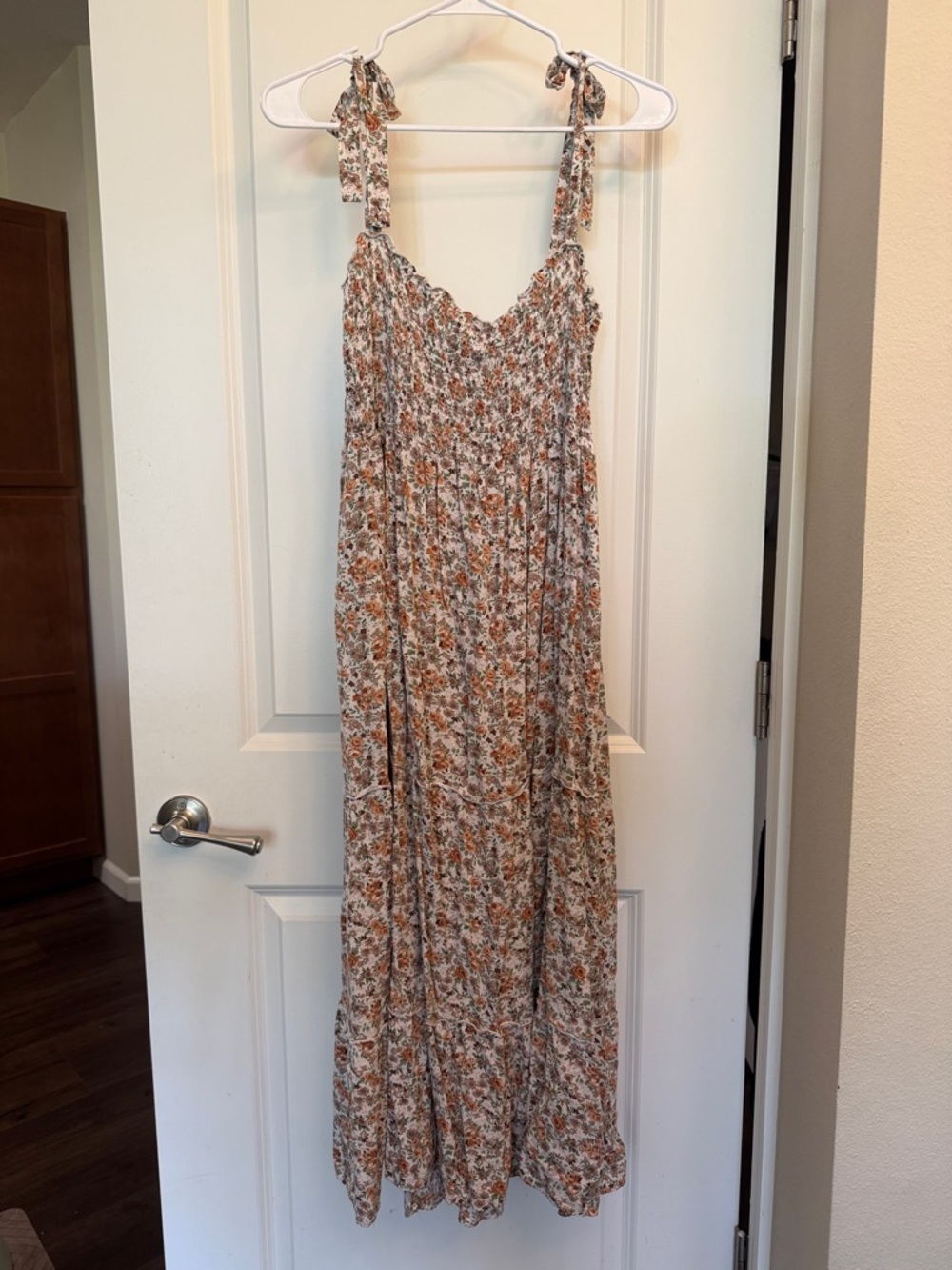 Tie-Shoulder Floral Maxi Dress - Large